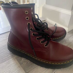 Dr. Martens Red and Black Combat Boots